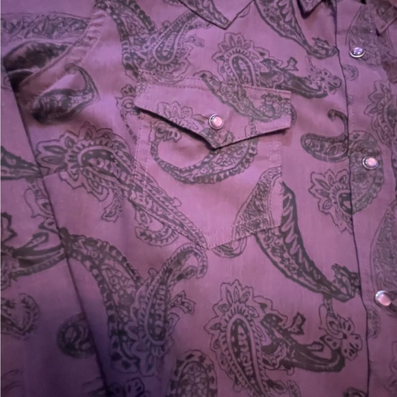 Ariat Paisley Print Floral Purple Pearl Snap Button Front Medium Blouse Top - Picture 3 of 7